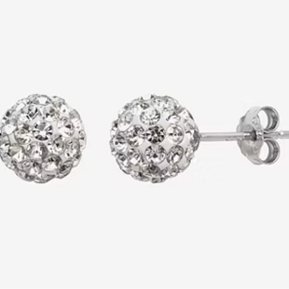 2 Pair Sterling Silver and Crystals Stud Earrings